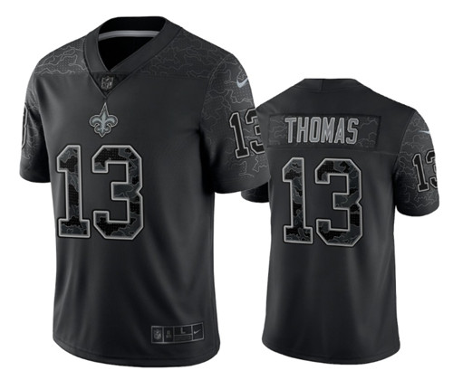 Men's New Orleans Saints #13 Michael Thomas Black Reflective Limited Stitched Football Jersey